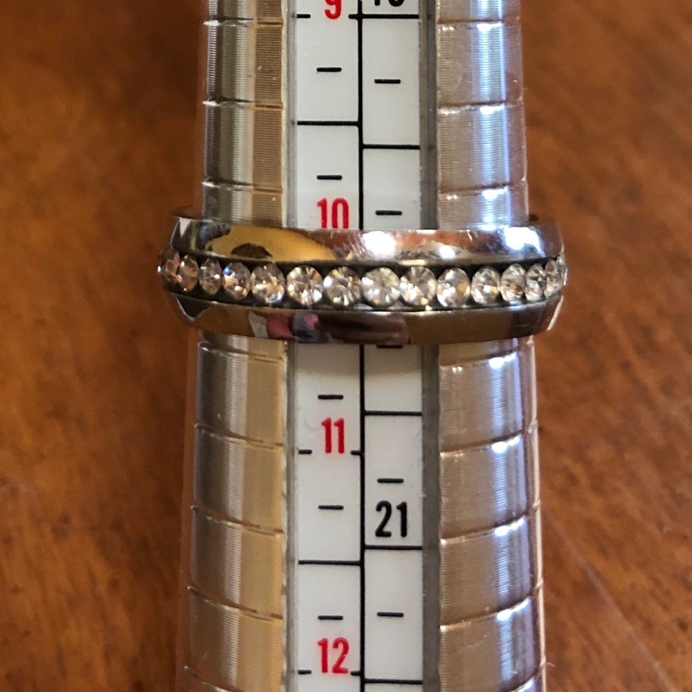 New Unisex Eternity Crystal Steel Ring Size 10.5 - Picture 7 of 7